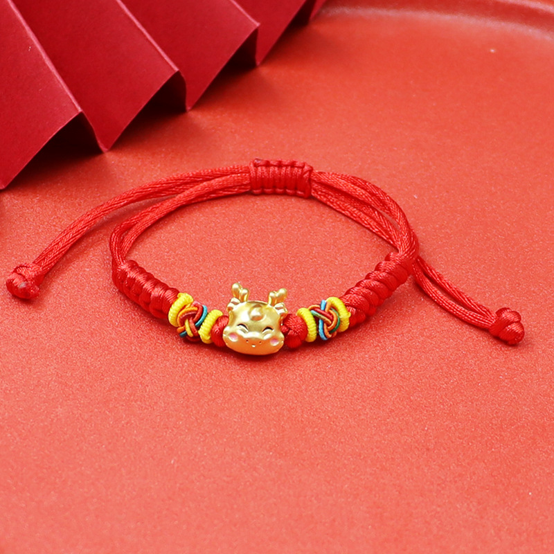 Dragon año Zodiaco año dragón rojo cuerda pulsera doce Zodiaco dragón pareja suerte cuentas pulsera tejida a mano