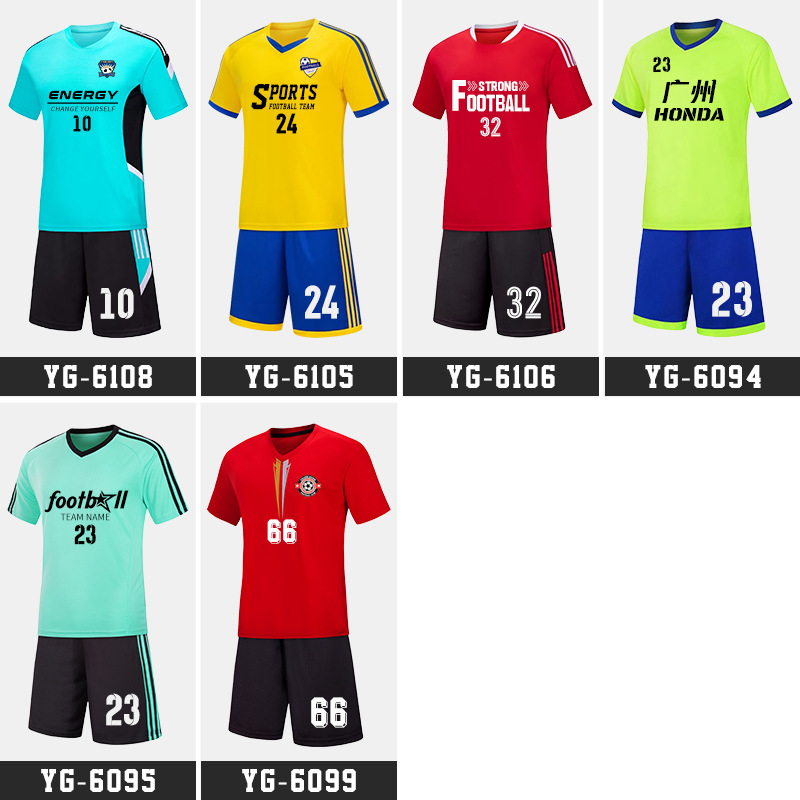 Traje de uniforme de fútbol para niños Estudiante Adulto equipo de entrenamiento de fútbol uniforme competencia manga corta ropa deportiva impresa