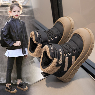 Wholesale children's high-top fashion warm cotton shoes 2024 winter baby toddler shoes girls Korean cotton shoes tide