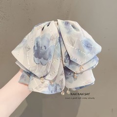 新中式油画星空扎染蝴蝶结高马尾夹新款高级感挂珠飘带后脑勺发夹