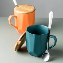 陶瓷马克杯带盖勺家用创意欧式马卡龙牛奶杯个性潮流咖啡杯