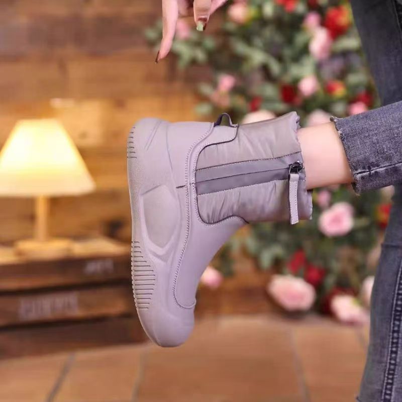 ShoeVault Snow 2025 New Cotton Winter Fleece Lined Thickened Women's Shoes Thick Sole Northeast Short Boots Warm_vogvips.com