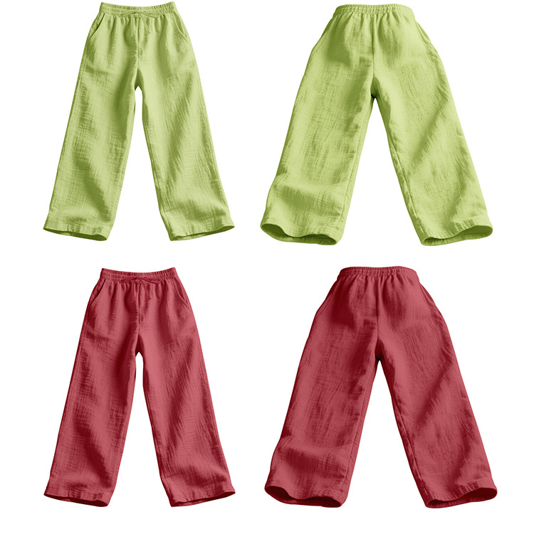 Men's Linen Casual Trousers Summer Loose Straight Leg Beach Pants Solid Color Breathable Resort Style Menswear_viptrois.com