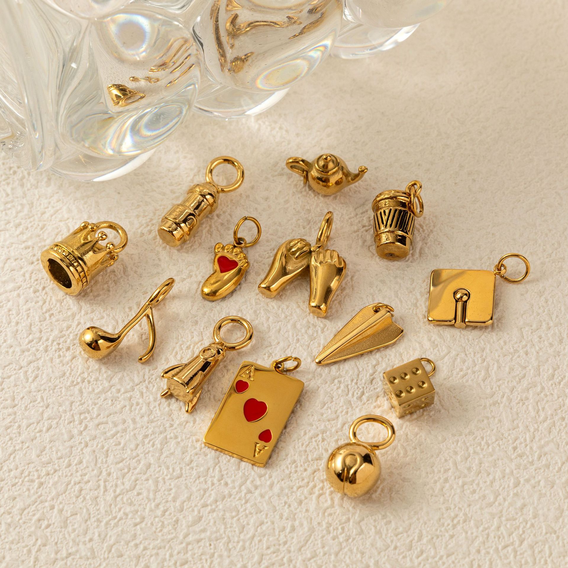 4g Weight 0.03µm Gold Plating Thickness Ion Plating (IP) Gold Plating Process Pendant Jewelry Making Type 18K Gold Plated Plating Material 1 Piece Quantity 304 Stainless Steel Material Coffee Cup, Bullet, Poker, Rocket, Dice Pattern Retro, Classic Style Style Metal Craft 1 Piece 304 Stainless Steel 18K Gold Plated Coffee Cup Bullet Poker Polished Pendant DIY Jewelry Accessories 2
