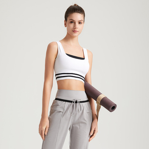 Short vest, removable breathable chest pad, running fitness, high-intensity sports bra, tight-fitting, quick-drying yoga wear