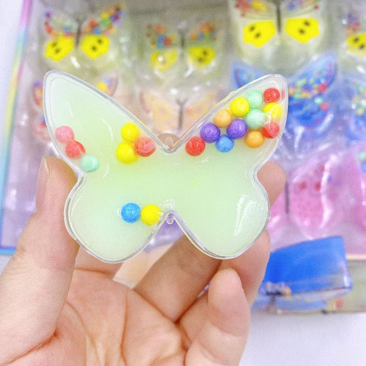 Juguetes infantiles mariposa pegamento espumante de cristal barro slime 24 alta permeabilidad mini descompresión dibujos animados lindos 2 lotes