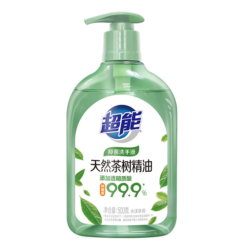 超能静菌手洗い液500gの水が茶の香りの茶の木の精油にあふれています。|undefined