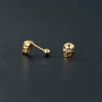 Nalan s925 Серебряная корейская версия мужчины и женщины личность черепа серьги темперамент резьбовые серьги M01781