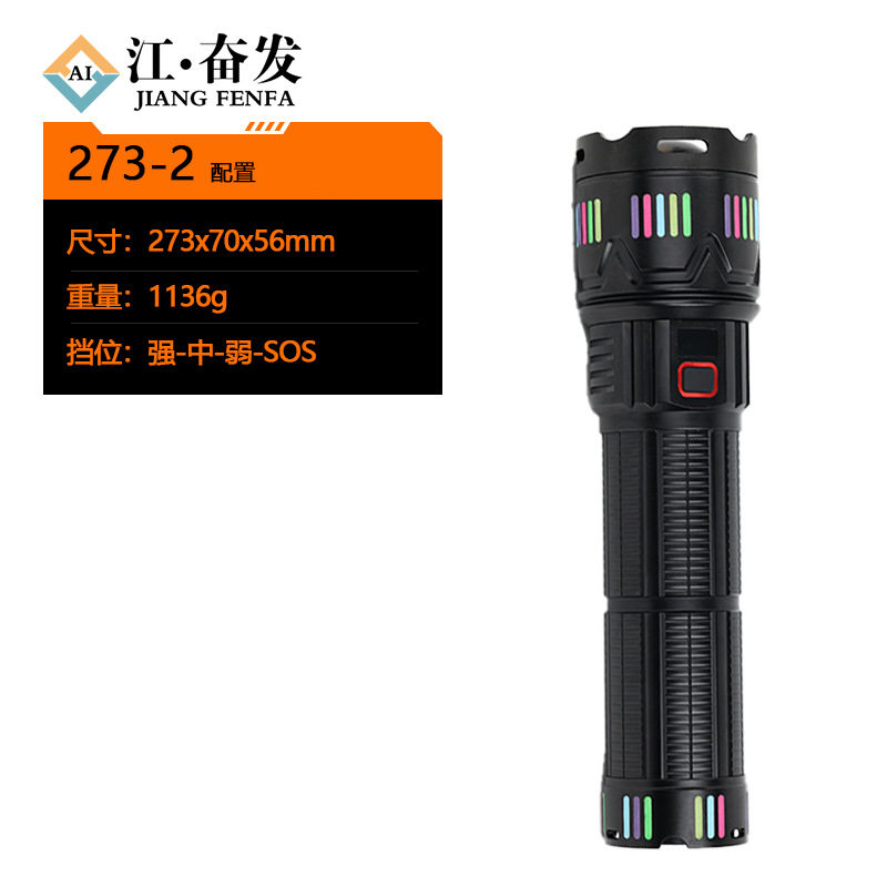 Nuevo cañón de explosión de luz fuerte transfronterizo, súper brillante, recargable, batería de larga duración, linterna de zoom de largo alcance para el hogar al aire libre