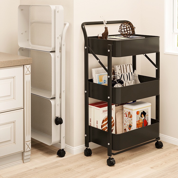 Small Cart Storage Rack Foldable Multi-layer Snack Shelf Bed..