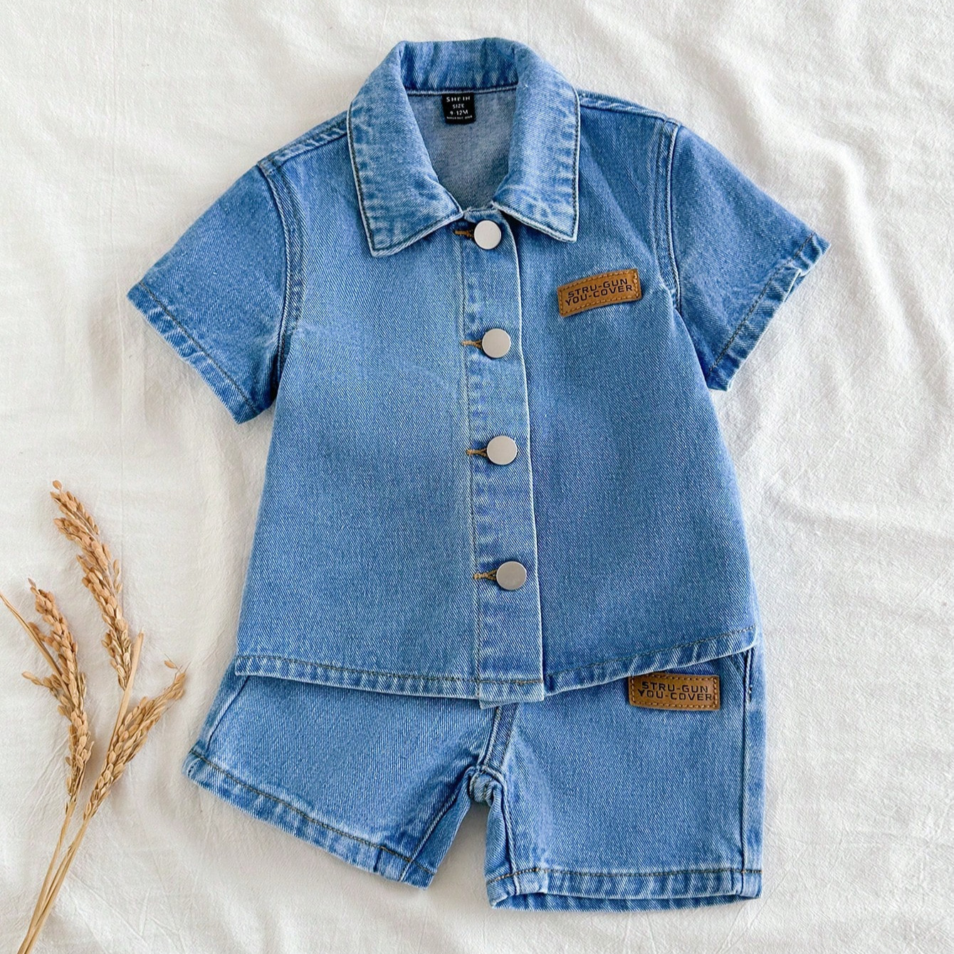 Cross-Border Foreign Trade 2026 New Style Boys' Denim Set Children's Fashion Casual Denim Shirt and Shorts Set for Baby Boys