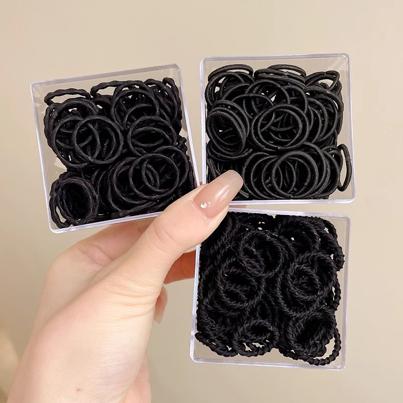 Niños correa de goma negra niñas bebé no lastimar cabello atado cabello anillo de cabello duradero cuerda de cabello pequeña banda de goma adornamiento para el cabello