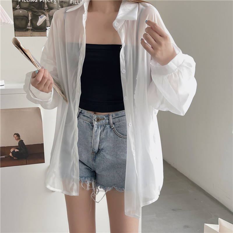 112g Weight Long Sleeve Sleeve Length Single Breasted Placket Type Shirtsleeve Sleeve Type Polyester, Chiffon Fabric Type Regular Top Length Cardigan Tops Type Holiday Occasion Shirt Collar Neckline Loose Fit Type Solid Color Pattern Summer, Spring Season Women's Gender Casual Style Wholesale Women's Casual Solid Color Long Sleeve Blouses 16