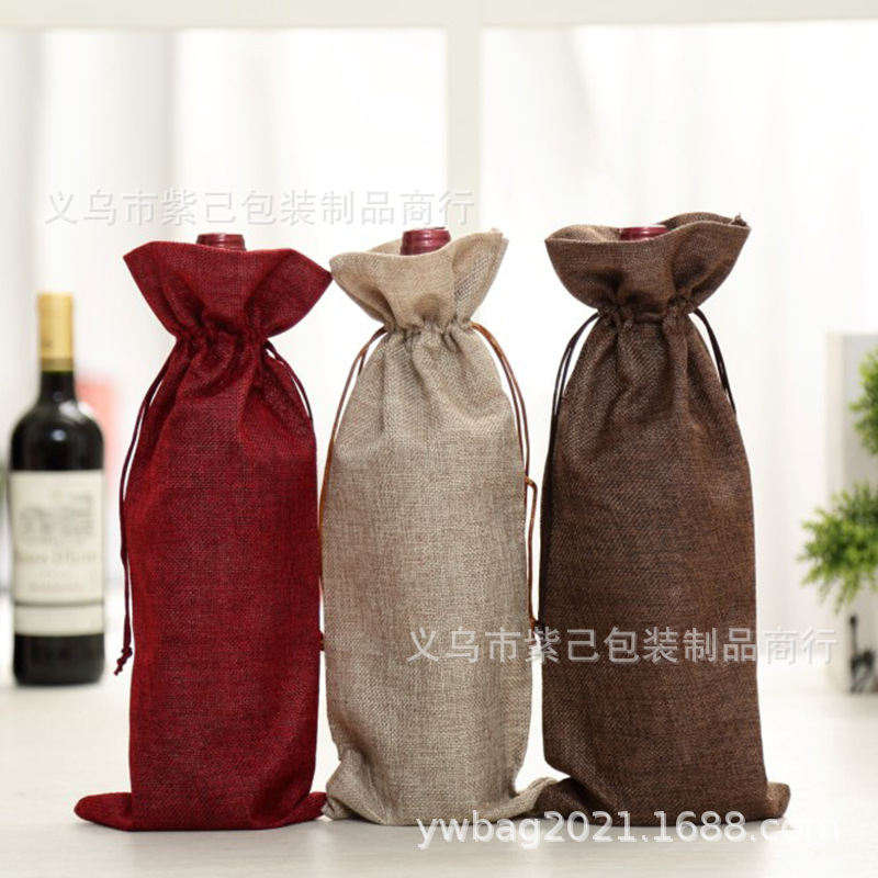 麻布绒布红酒袋葡萄酒礼品袋防尘套袋礼品包装袋橄榄油袋现货批发