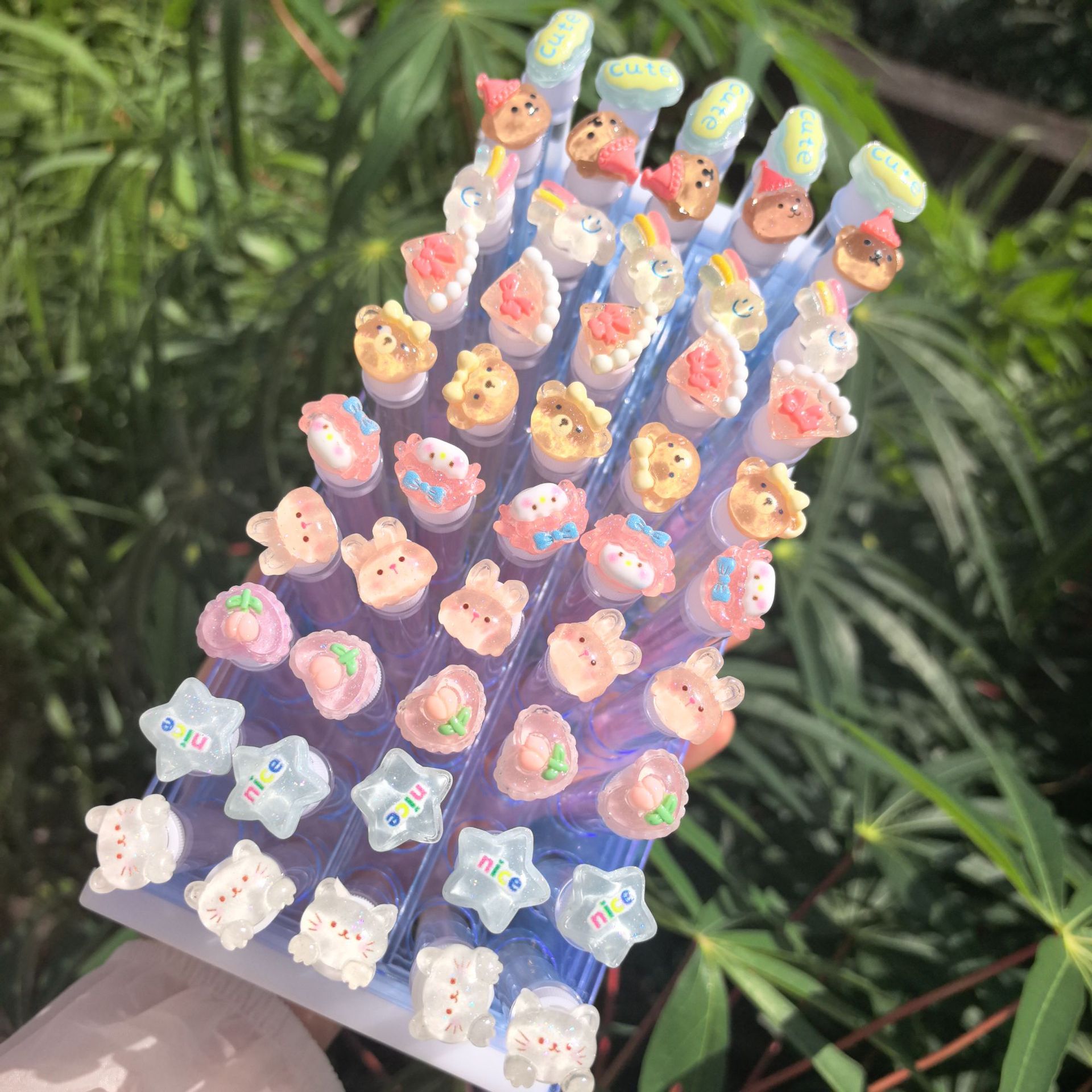 Star, Rabbit, Heart, Bear, Transparent Cartoon Eyelash Brush with Individual Tube, Disposable Eyelash Brush for Foreign Trade Export