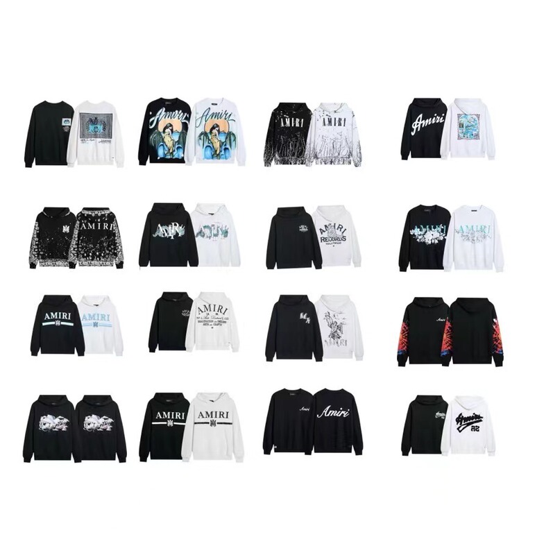 Cross-Border Supply 2024 Autumn and Winter American Trendy Brand Amiri High-Definition Printed Men's and Women's Casual Hooded Sweatshirts Wholesale