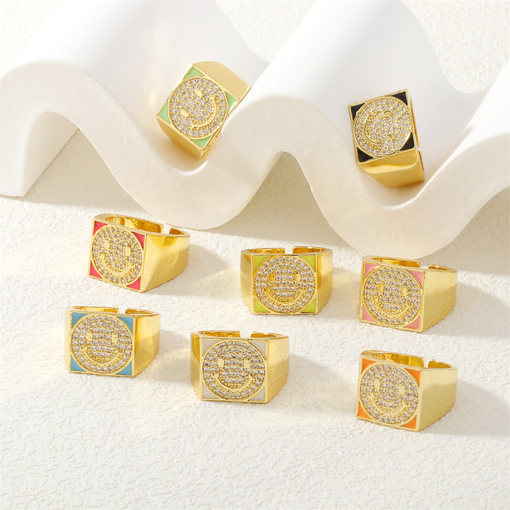 Trend square fashionable ring hip-hop style with zircon