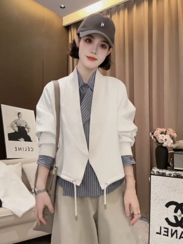 韩系时尚V领开衫外套女2025秋季新款宽松显瘦百搭洋气减龄上衣潮|undefined