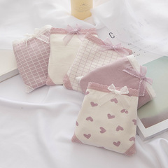 Taro purple love girl underwear women's pure cotton crotch breathable mid-waist women's underwear briefs wholesale pants fat times