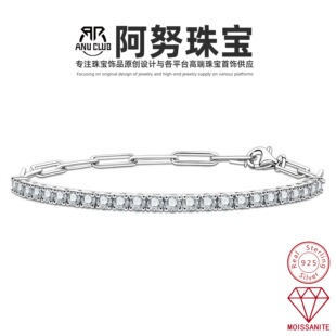 Cross-Border Sterling Silver Moissanite Diamond Tennis Diamond Bracelet Accessible Luxury Fashion Tiktok Live Broadcast Aliexpress Wholesale