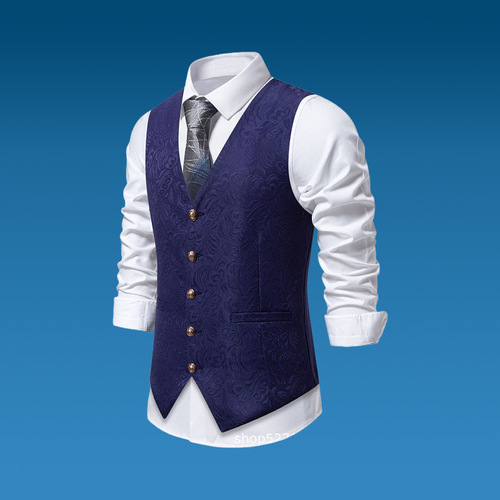 Foreign Trade European Size Men's Suit Vest, New Cross-Border Halloween Jacquard Vest for Men, Men's Formal Wear, Stage Performance Costume