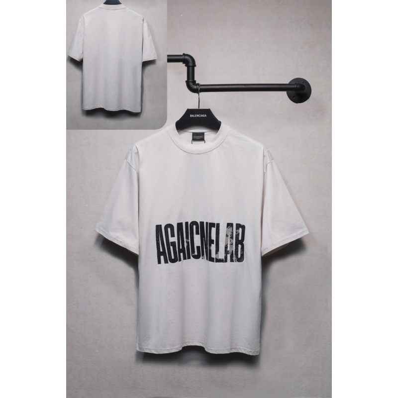 25ssクロスボーダー高品質タワーテーププリントレタードダメージ半袖Tシャツゆったり万能ワンピース卸売|undefined