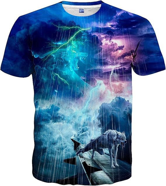 Venta caliente transfronteriza europea y americana impresión digital 3D para hombres, personalidad de la calle de verano, camiseta suelta de manga corta con cuello redondo transpirable