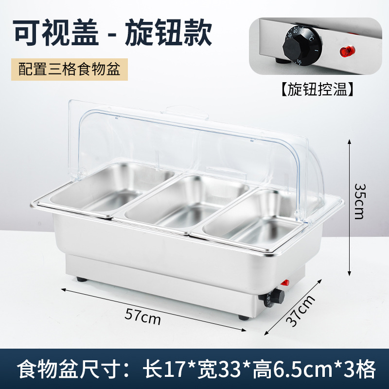 Calefacción eléctrica estufa de comedor buffet aislamiento de acero inoxidable estufa Bufi vajilla de hotel tapa cuadrada desayuno comercial visual