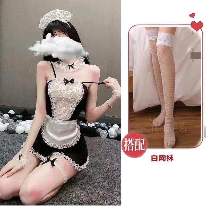 Sexy más tamaño pijamas bellyband traje de mucama lencería sexy uniforme seductor papel backless Chubby Girl nightdress coqueta