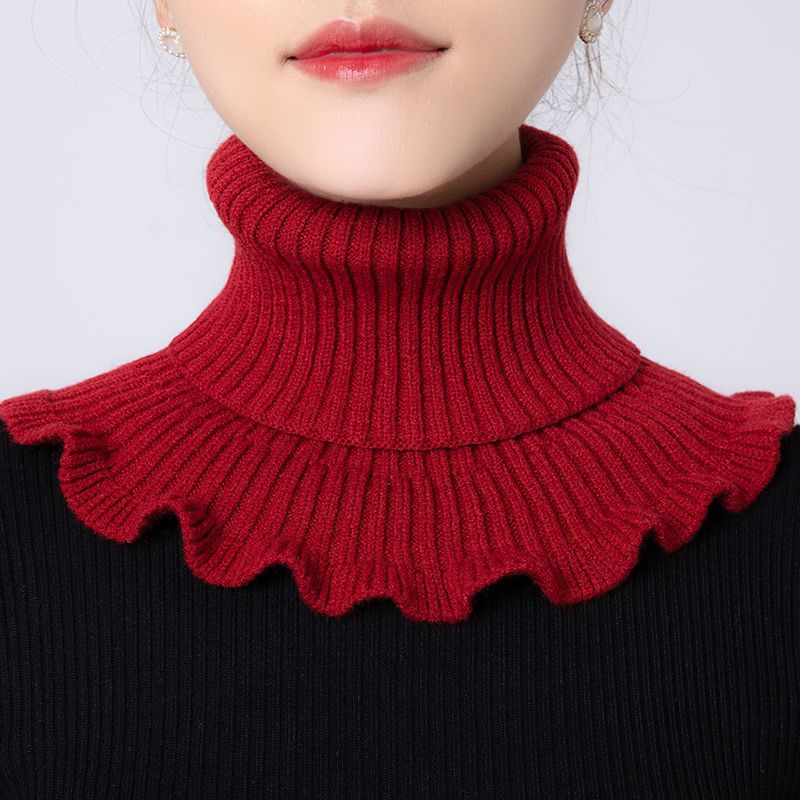 Autumn and Winter New Knitted Pullover Scarf Women's Warm Neck Set All-match Fake Collar High Collar Wool Fake Collar