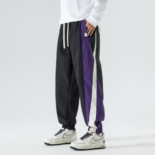 Fashionable Brand Side Stripesd Stitching Contrasting Color Casual Pants Men's Spring & Fall New City Street Sports Leggings Sweatpants