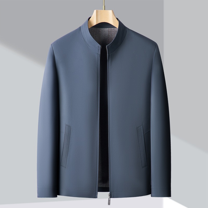 Áo khoác nam cổ đứng Hengyuanxiang dáng bomber mùa thu đông plus size — màu đen