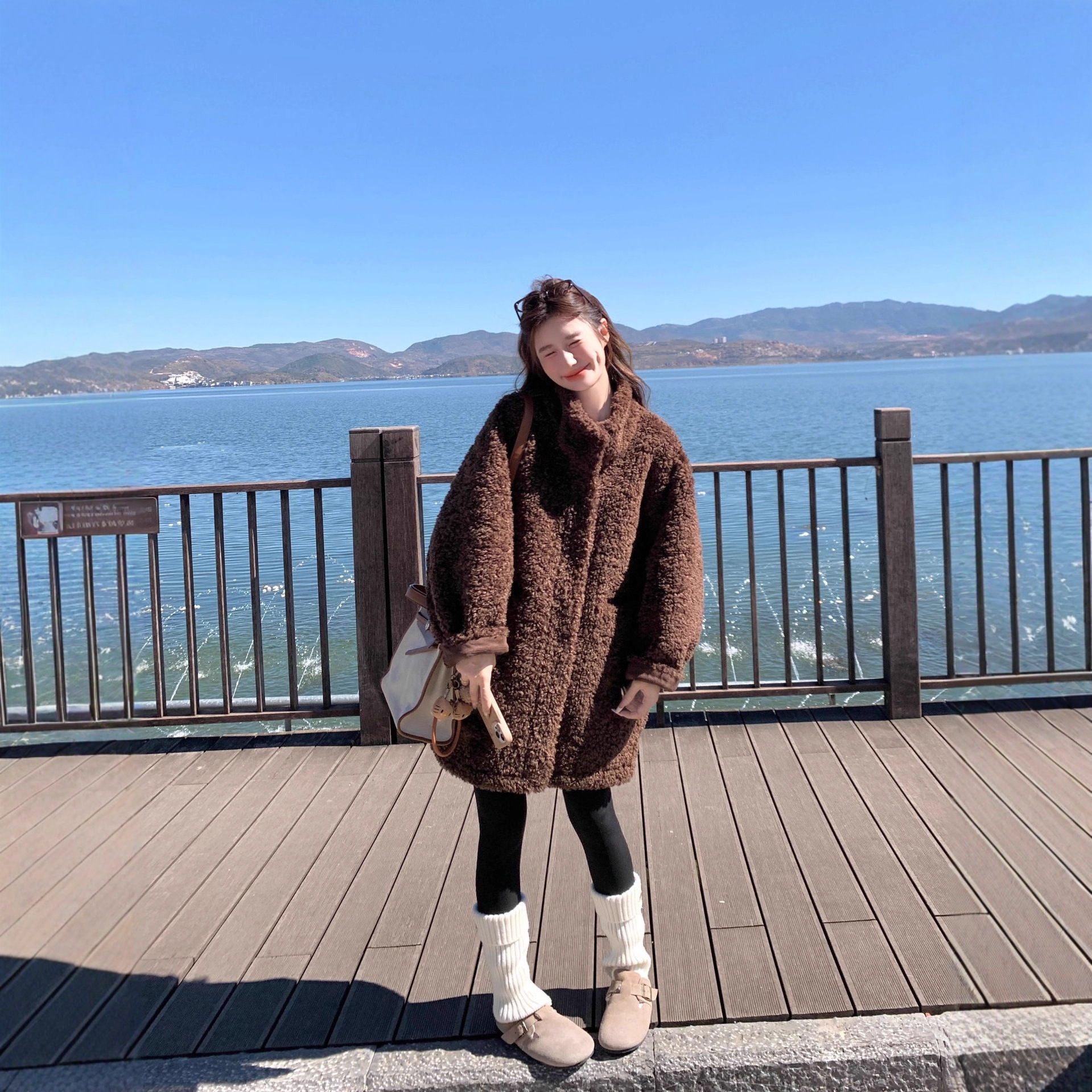 毛毛外套女冬季皮毛一体慵懒风环保皮草保暖立领中长款宽松羊羔毛
