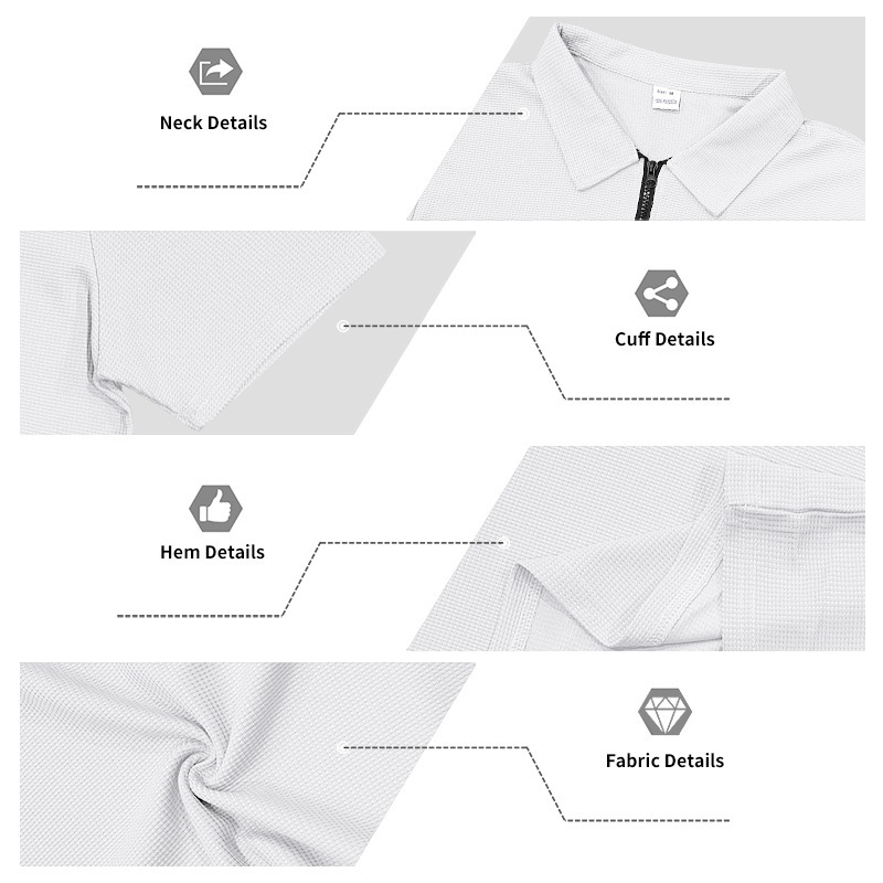 Herren Polohemd Waffelstrick Kurzarm Freizeit Sommer Shirt_voghion.com