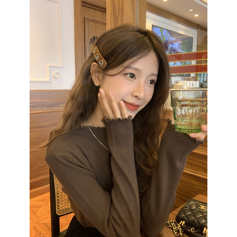 半高领木耳边打底衫女早秋季内搭设计感毛衣针织衫上衣洋气百搭潮|undefined