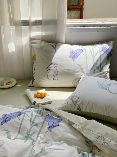 [Alice] Spring and summer cotton cute forest style rabbit bed four-piece set for girls small fresh quilt cover