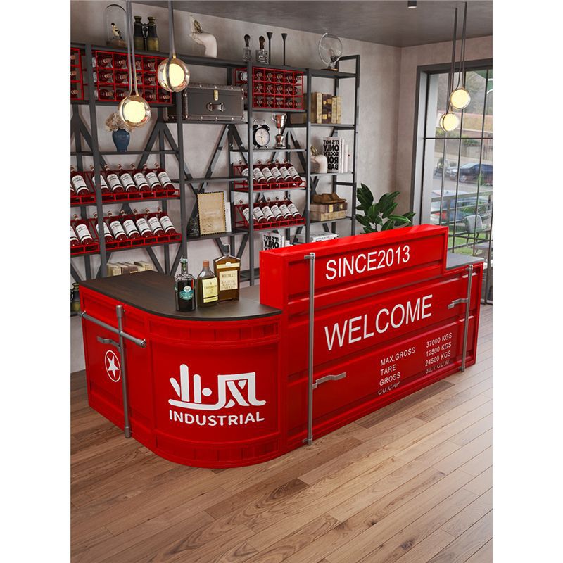 Bar Counter, Cash Register, Bar, Milk Tea Shop, Industrial Style Container, Creative Barbecue Restaurant, Gym, Retro Reception Desk