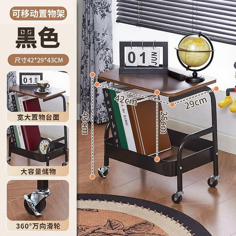 书桌旁小推车不锈钢置物架落地多层收纳架多功能储物架子|undefined