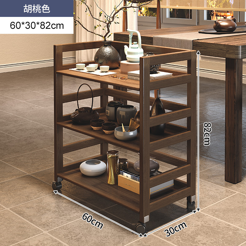 Estante para juegos de té de madera maciza, carrito pequeño, estante de almacenamiento para tazas de té, mesa de té móvil, gabinete de té para el hogar, mesa de té
