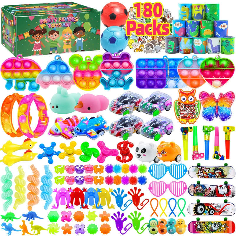 Игрушечный набор 180 шт. с брелоками и волчками для детской вечеринки