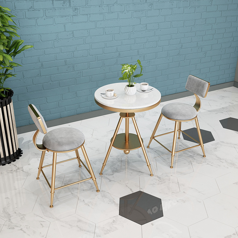 Nordic marble table and chair combination milk tea shop balcony…