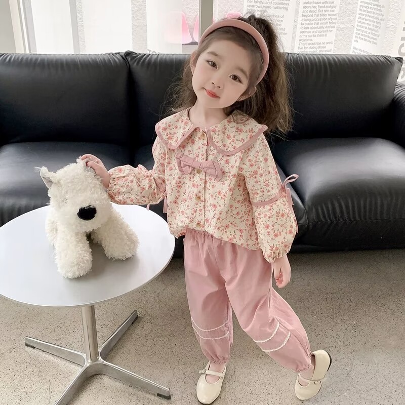 女の子スーツ春と秋 2025 新しいファッショナブルなベビー秋韓国スタイルカジュアルインターネットセレブ子供シャツ秋服|undefined