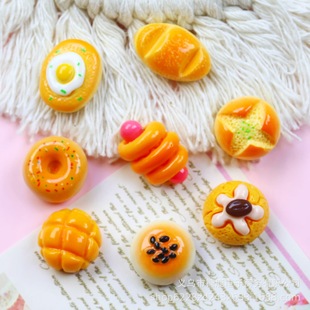 Donut Bread Hot Dog Baking Food Fun Resin Accessories Cream Glue DIY Hairpin Refrigerator Sticker Hole Shoes Pendant