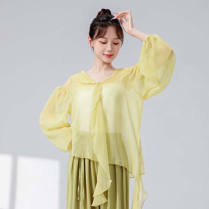 女性用クラシックダンス服、新しいスタイル、中空、大人のゆったりとした妖精ガーゼ服、日常の中国モダンダンス練習服|undefined