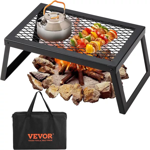 Cross-Border Amazon Outdoor Black Iron Rectangular Barbecue Grill Portable Folding Courtyard Barbecue Grill