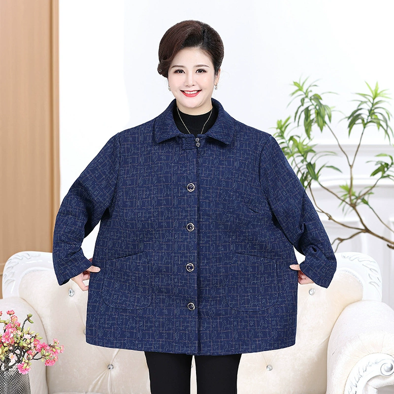 Spring long-sleeve with hood, jacket for mother, plus size