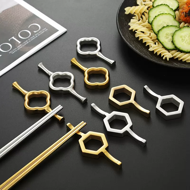 筷子架304不锈钢筷托日式餐厅酒店摆台餐具勺子托架家用金色筷枕