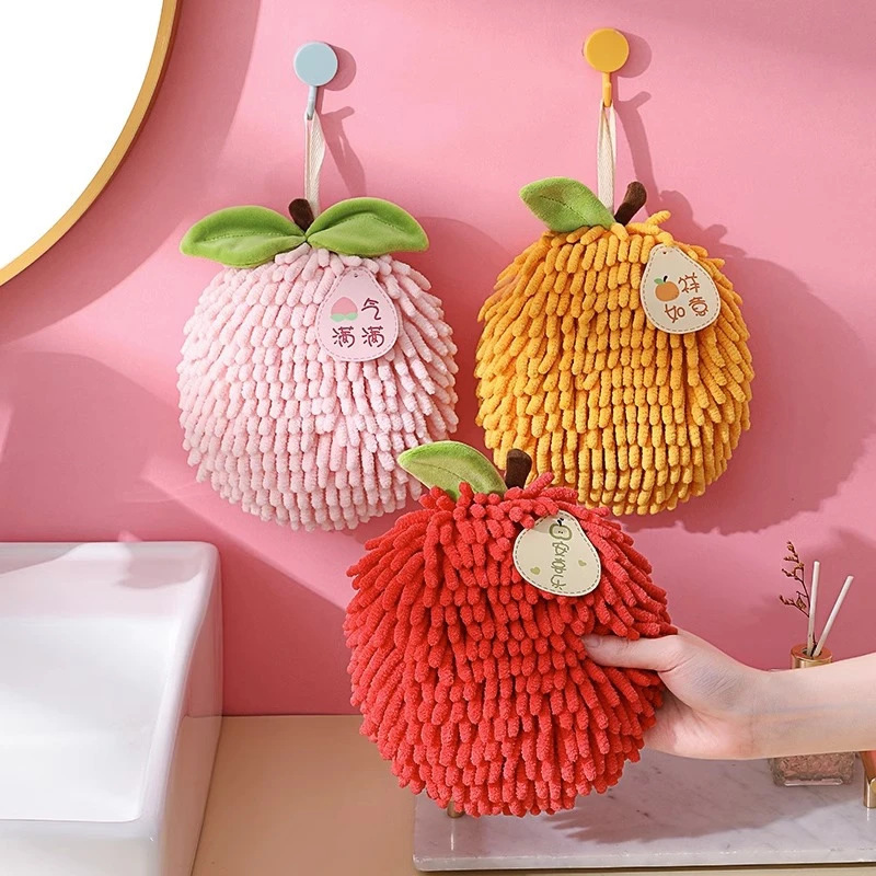 Chenille Hand Towel Hanging Type for Kitchen, Bathroom, and Restroom, Thickened Hand Wiping Ball Cloth, Super Absorbent Towel, Cute