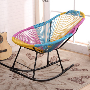 Colorful Rocking Chair, Lazy Chair, Adult Leisure Chair, Modern Lounge Chair for the Elderly, Children's Nap Chair, Balcony Leisure Rattan Chair Factory