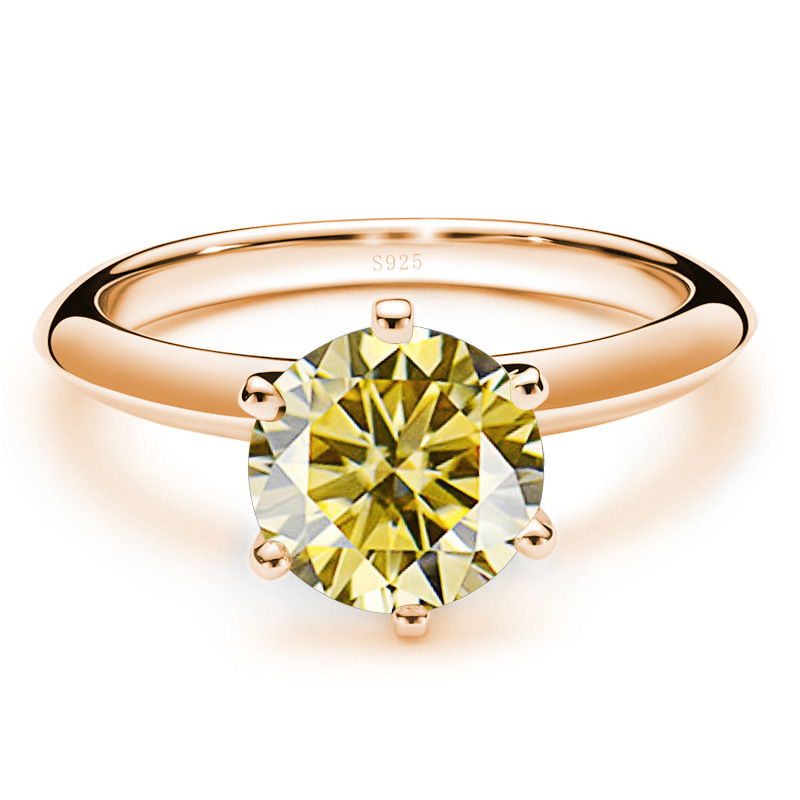 Comercio exterior transfronterizo clásico seis garras D color anillo de piedra de moissanita mujer S925 plata chapado en oro de 18k joyas de mano al por mayor